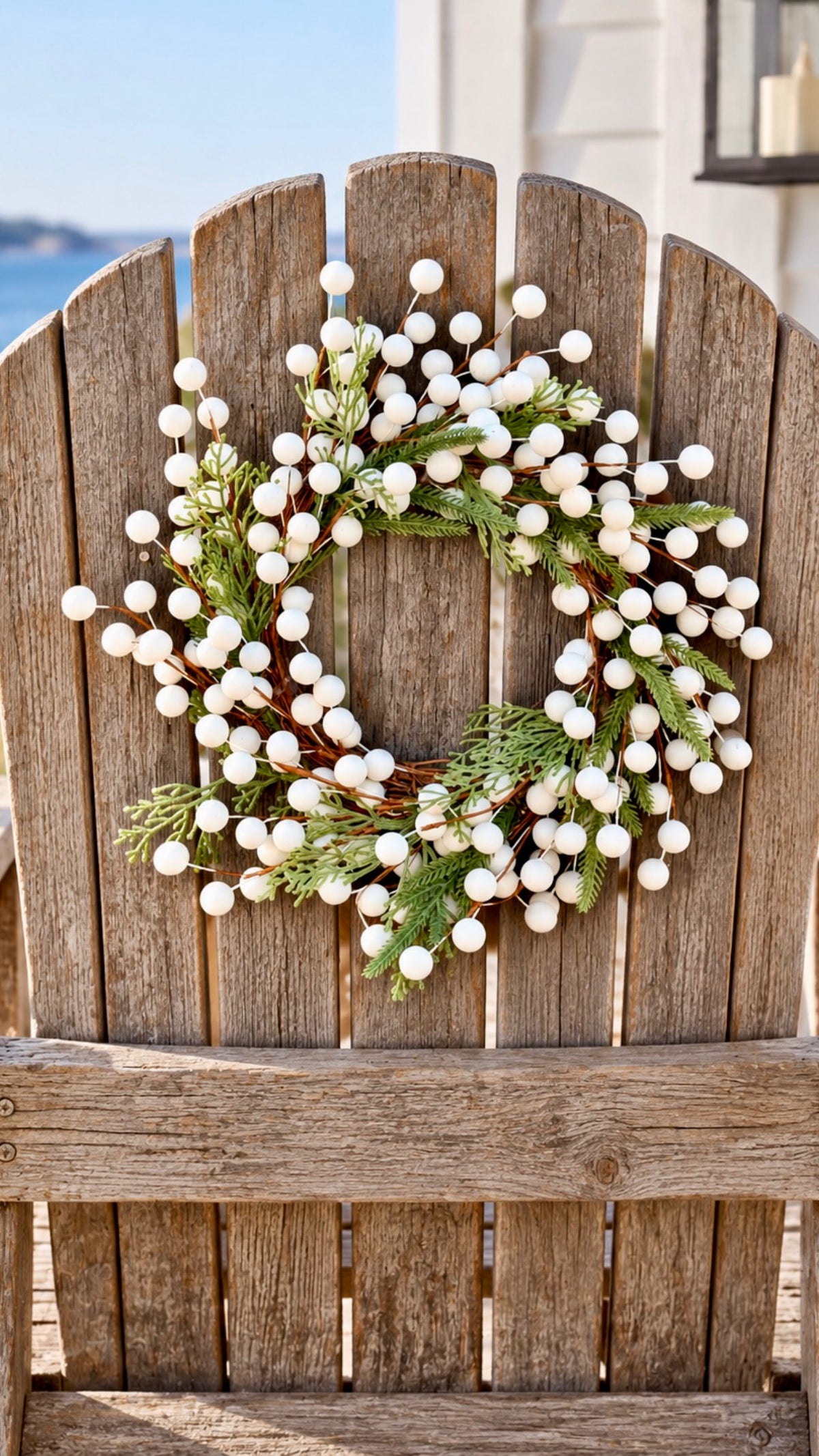14” White Berry Wreath/Candle Ring