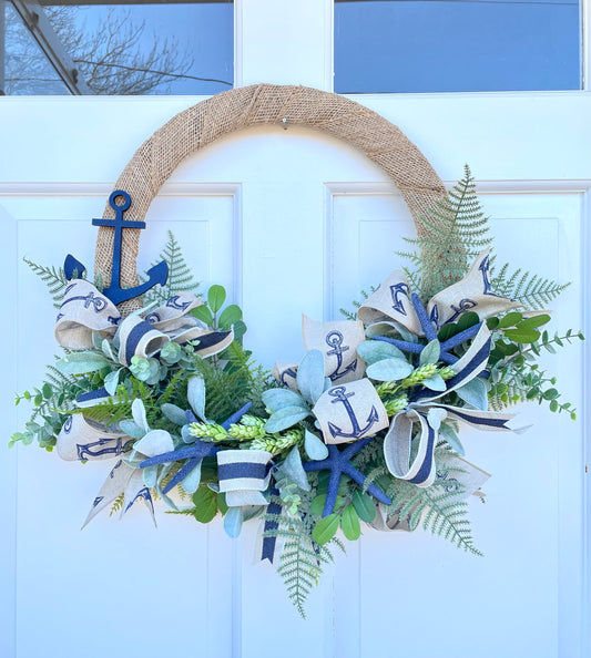 18” Nautical ribbon wreath