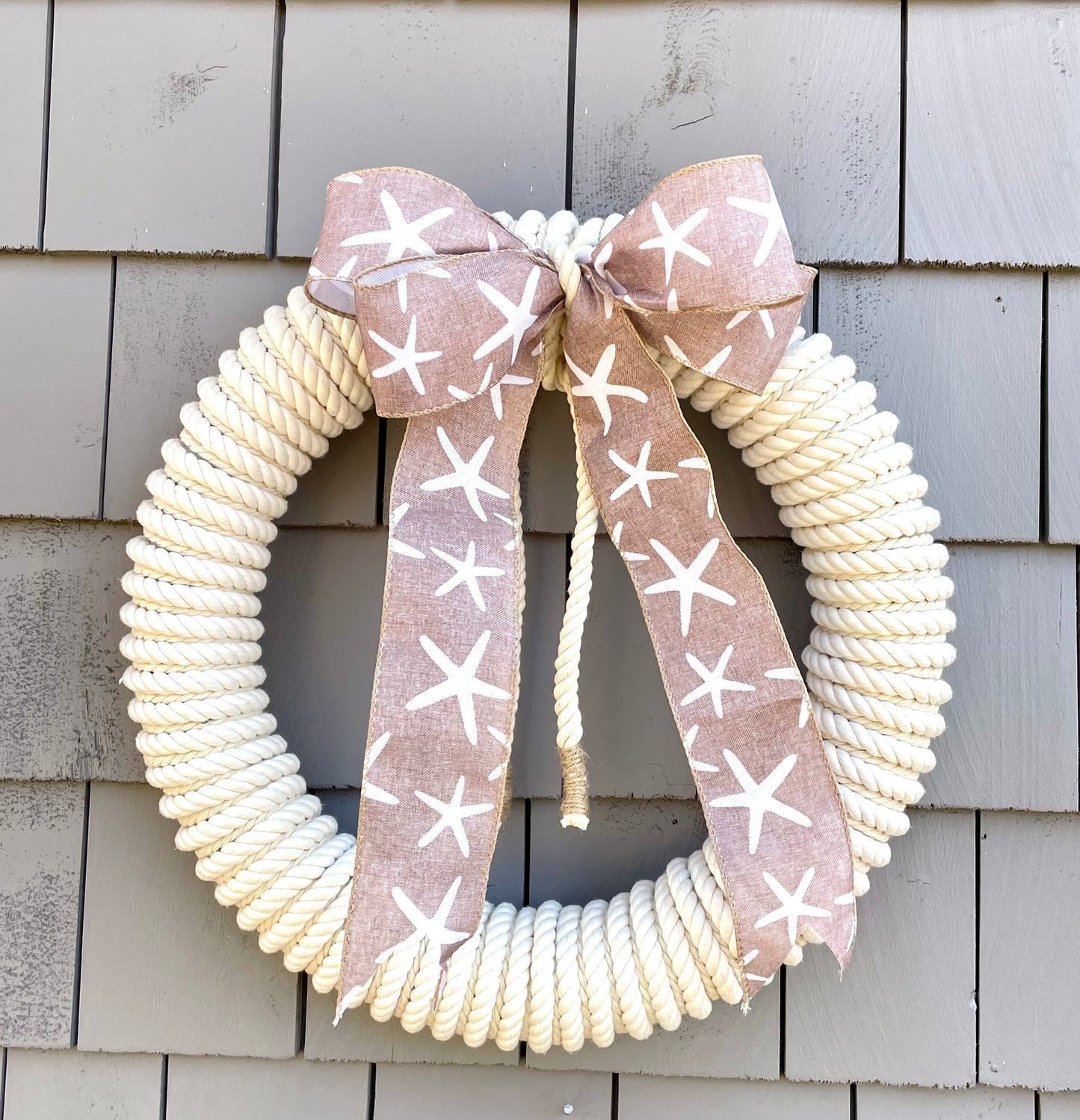 16" White Rope Wreath