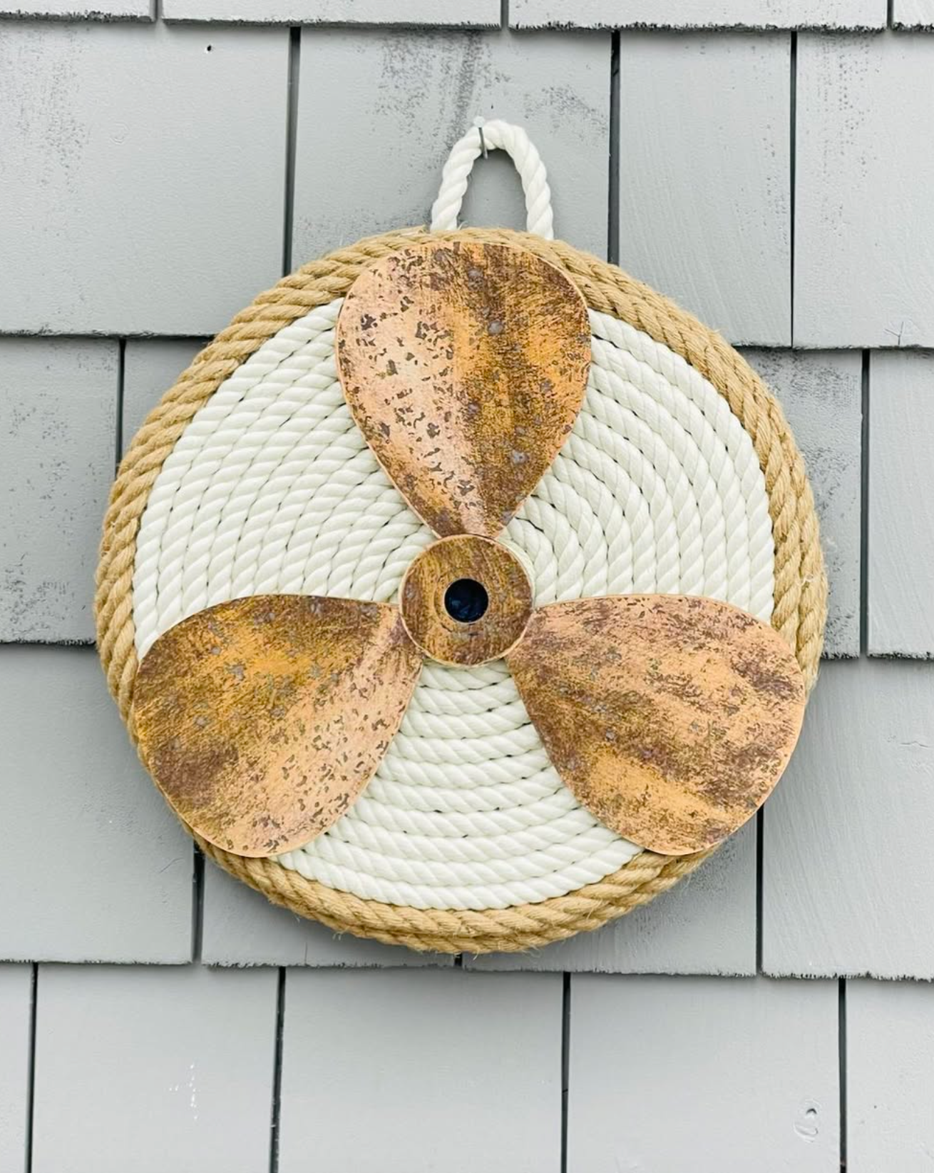 13” Jute and Cotton Rope Wreath w/ Propeller