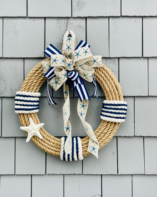 15" Jute Wreath w/ Knotty Starfish