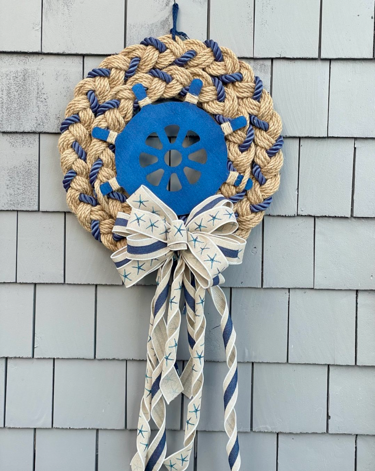 16" Braided Wreath With Ship Wheel