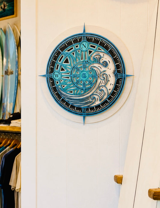 12” Wooden Coastal Compass