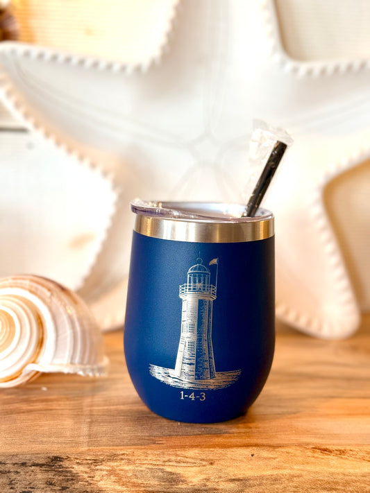 Scituate Lighthouse wine tumbler
