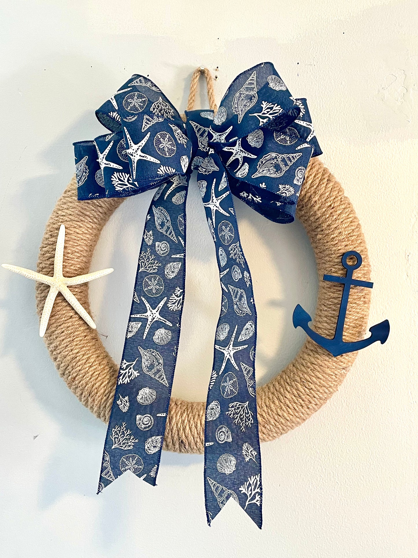 16” Jute Wreath w/ Anchor and Starfish