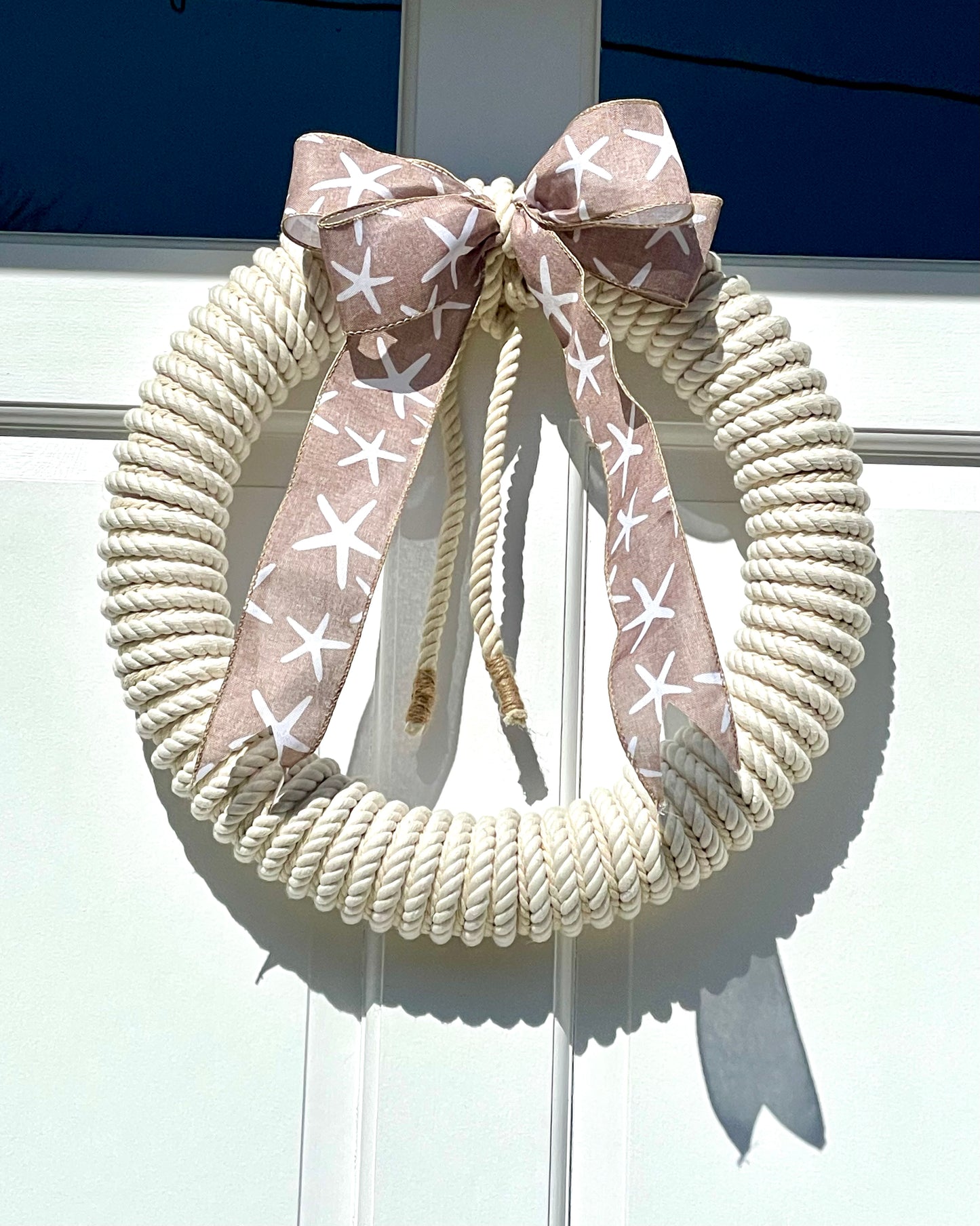 16" White Rope Wreath