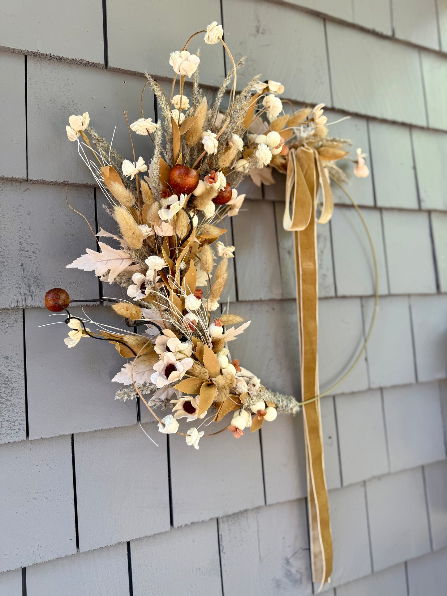 19” Rustic Boho Dried and Faux Neutral Florals