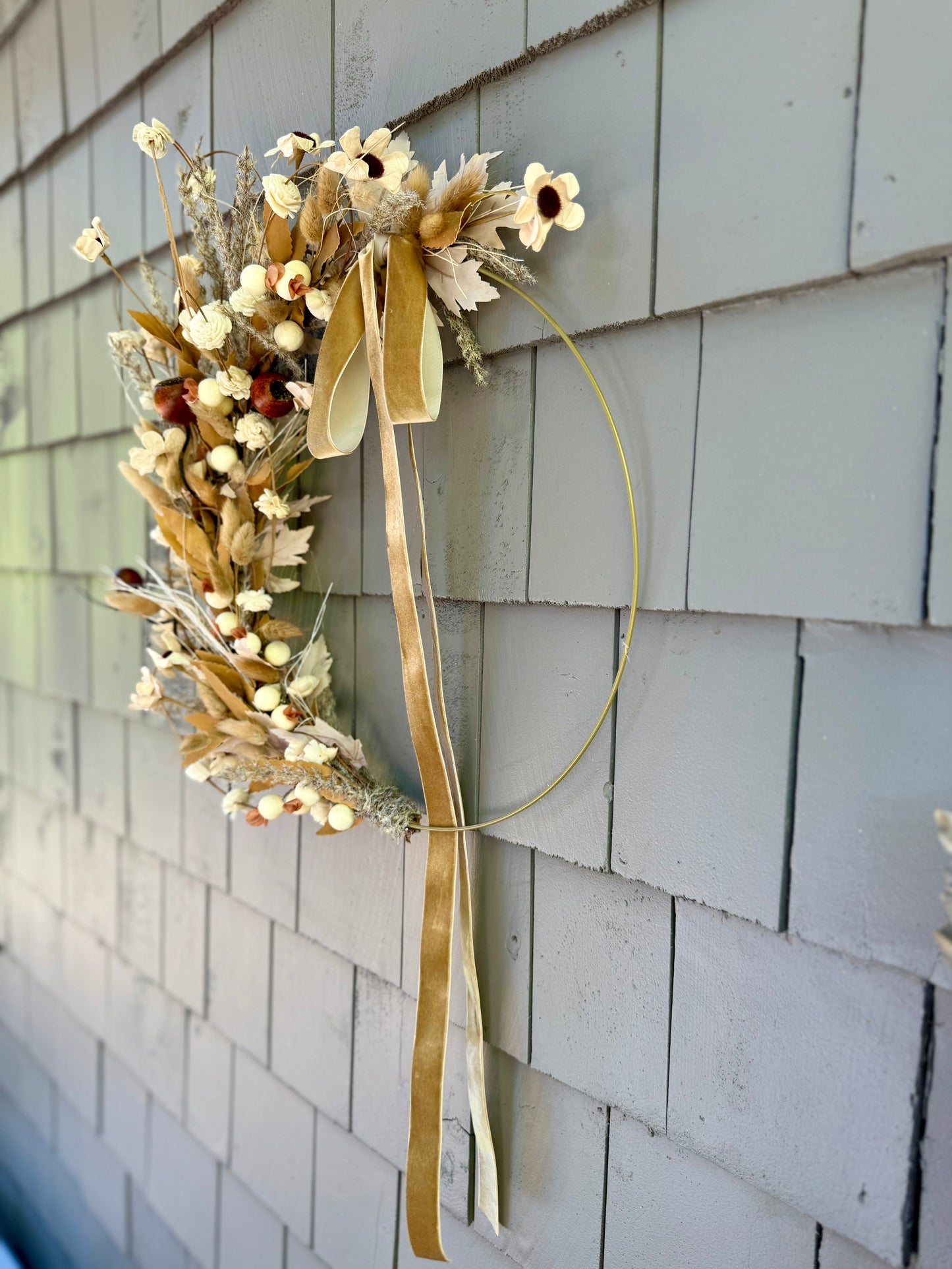 19” Rustic Boho Dried and Faux Neutral Florals