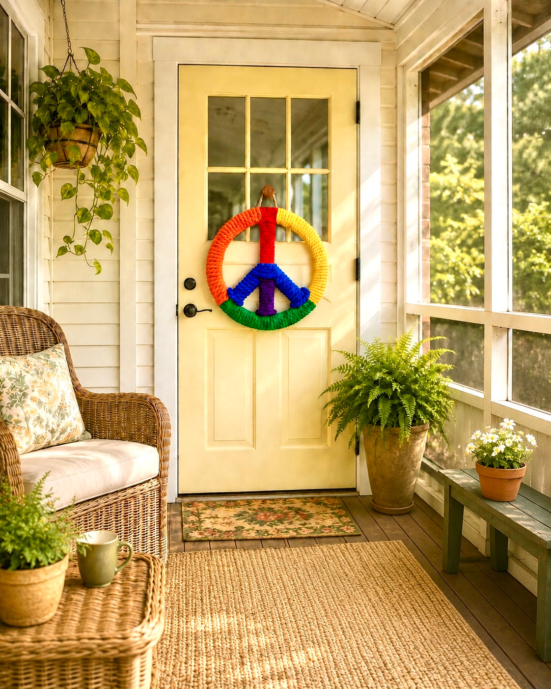 16” Rainbow Rope Peace Sign