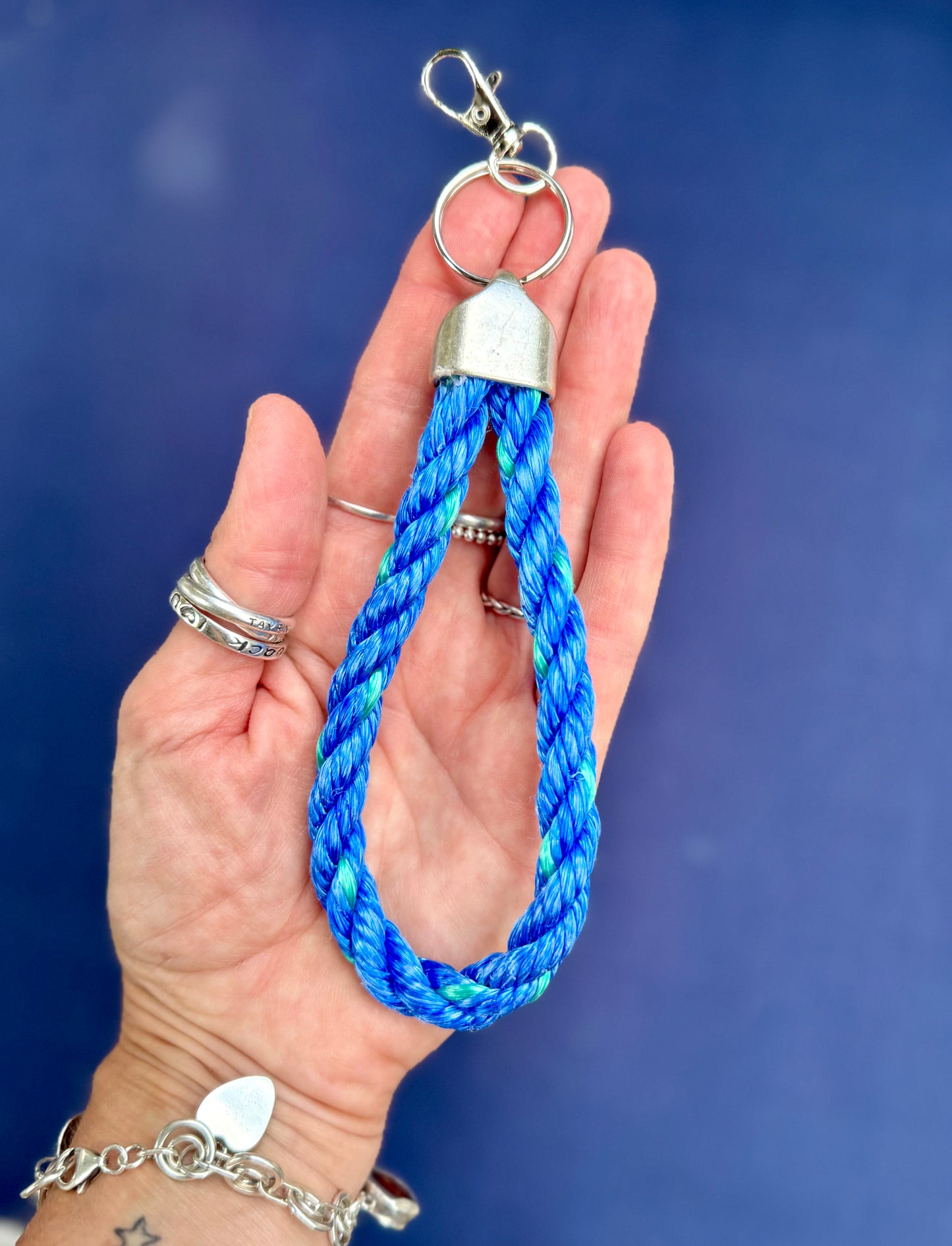 Blue Lobster Rope Keychain