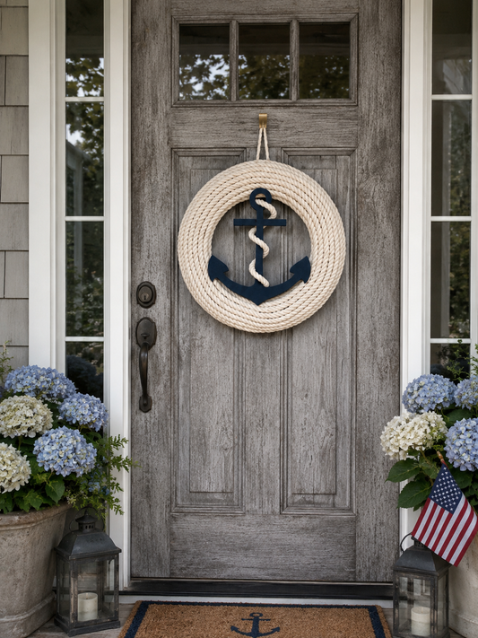 15” Coastal Blue Anchor Wreath